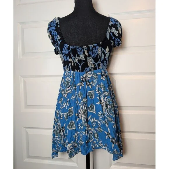 Free People Size L Blouse La Bamba Floral Paisley Baby Doll Y2K Boho Whimsigoth - Picture 4 of 10